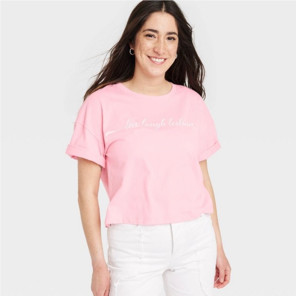live laugh lesbian cropped t-shirt